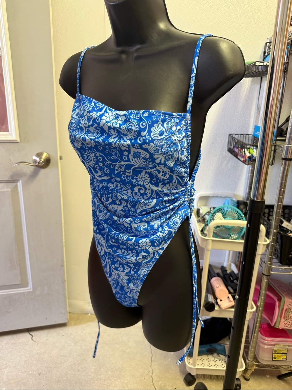 SHEIN Blue Paisley One-Piece Swimsuit